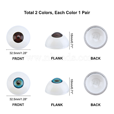 Pandahall Elite 2 paires 2 couleurs yeux artisanaux(DIY-PH0003-81)-5