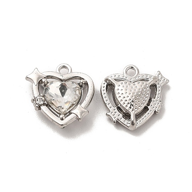 Platinum Clear Heart Alloy+Glass Pendants