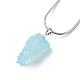 Natural Aquamarine Irregular Rough Nugget Pendant Necklace with 304 Stainless Steel Snake Chains(NJEW-JN04021)-4