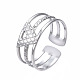 304 Stainless Steel Initial Letter V Open Cuff Ring(RJEW-T023-42P)-3