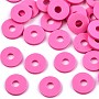 Deep Pink Disc Polymer Clay Beads(CLAY-Q251-4.0mm-57)