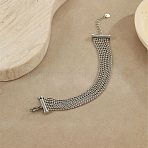 304 Stainless Steel Multi-strand Bracelets, Ball Chain Bracelets for Women, Stainless Steel Color, 6-1/2x7/8 inch(16.5x2.15cm)(BJEW-C137-01P)