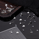 20Pcs 304 Stainless Steel Stud Earring Findings, For Half Drilled Beads, Silver, 15x8mm, Pin: 0.8mm(STAS-LP0005-42)