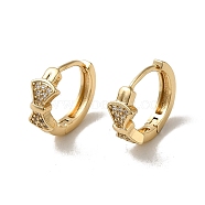 KC Gold Plated Brass Micro Pave Cubic Zirconia Hoop Earring, Bowknot, 15x6.5mm(EJEW-L271-01KCG-11)