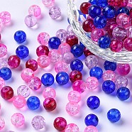 Baking Painted Crackle Glass Beads, Valentine's Mix, Round, Mixed Color, 6~6.5x5.5~6mm, Hole: 1mm, about 200pcs/bag(DGLA-X0006-6mm-02)