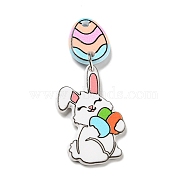 Easter Opaque Acrylic Sided Pendants, Rabbit, Colorful, 45.5x18x2.2mm, Hole: 2.3mm(MACR-D027-07B)