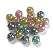 Acrylic Beads, with Giltter Powder, Round, Mixed Color, 16mm, Hole: 2mm(MACR-K353-20)