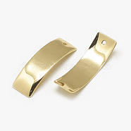 Brass Charms, Twisted, Rectangle, Real 18K Gold Plated, 29x9x1mm, Hole: 1mm(KK-N200-063)