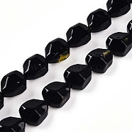 Millefiori Glass Beads Strands, Nuggets, Faceted, Black, 12x9.3x6.5~7mm, Hole: 0.9mm, about 50pcs/strand, 23.62''(60cm)(GLAA-T023-35A)