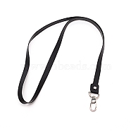 Imitation Leather Lanyard, with Iron Swivel Clasps, for ID Badges Holder, Black, 480x10.5x1mm(AJEW-WH0241-34)