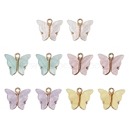 10Pcs 5 Colors Alloy Acrylic Pendants, Butterfly, Light Gold, Mixed Color, 14x16.5x3mm, Hole: 1.6mm, 2pcs/color(ENAM-YW0003-21)