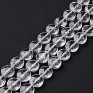 Natural Quartz Crystal Beads Strands, Rock Crystal Beads, Flat Round, Faceted, 10~10.5x5mm, Hole: 1mm, about 40pcs/strand, 15.75 inch(40cm)(G-C238-44B)