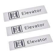 430 Stainless Steel Sign Stickers, with Double Sided Adhesive Tape, for Wall Door Accessories Sign, Rectangle with Elevator, Stainless Steel Color, 5x17.15x0.2cm, 3pcs(STAS-GF0001-06A)