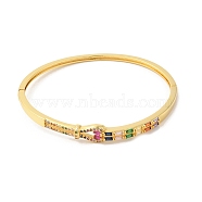 Colorful Cubic Zirconia Knot Hinged Bangle, Brass Jewelry for Women, Real 16K Gold Plated, Inner Diameter: 2-3/8x2 inch(5.9x5.2cm)(BJEW-L681-003G)