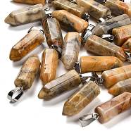 Natural Crazy Agate Pendants, with Stainless Steel Color Plated 201 Stainless Steel Snap on Bails, 25.5~26.5x8~9x8~9mm, Hole: 7x4mm(G-Z067-07P-19)