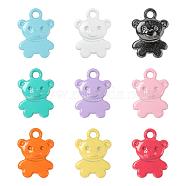 36Pcs 9 Colors Spray Painted Alloy Charms, Bear, Mixed Color, 14x10x2mm, Hole: 1.6mm, 4pcs/color(FIND-LS0001-55)
