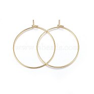316 Surgical Stainless Steel Hoop Earrings, Ring, Real 18K Gold Plated, 21 Gauge, 25x0.7mm(X-STAS-P210-26G-02)
