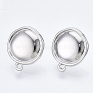 Alloy Stud Earring Findings, with Loop and Steel Pin, Flat Round with Plastic Protective Cover, Platinum, 17.5x14.5mm, Hole: 1.4mm, Pin: 0.7mm(PALLOY-T064-83P-RS)