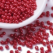 Imitation Pearl Acrylic Beads, Dyed, Round, Red, 4x3.5mm, Hole: 1mm, about 18100pcs/pound(PL607-13)
