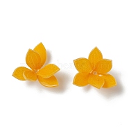 Opaque Resin Bead Caps, Multi-Petal, Flower, Orange, 22x21x13mm, Hole: 1.4mm(RESI-L035-14)
