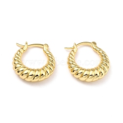 Brass Hoop Earrings, Long-Lasting Plated, Oval, Real 18K Gold Plated, 20.3x18.3x5.4mm, Pin: 1mm(EJEW-D273-02G)