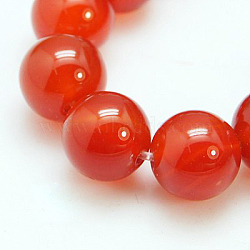 Natural Red Agate/Carnelian Beads Strands, Grade A, Dyed, Round, 4mm, Hole: 1mm, 45pcs/strand, 8 inch(X-G-C076-4mm-2A)