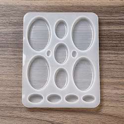 DIY Silicone Cabochons Molds, Resin Casting Molds, for UV Resin, Epoxy Resin Jewelry Making, Oval Pattern, 135x105x8.5mm, Inner Diameter: 10~49x7~31mm(DIY-G079-09C)