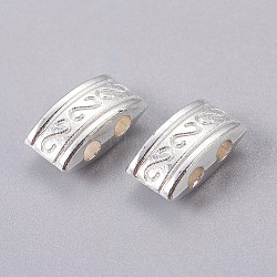 Alloy Multi-Strand Links, Two Hole Carrier Beads, Lead Free & Cadmium Free & Nickel Free, Rectangle, Silver Color Plated, 5x10x4mm, Hole: 1.5mm(X-TIBEB-AB0781Y-S-NF)