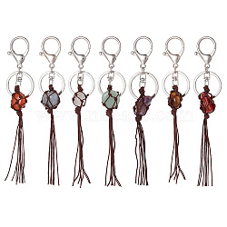 1 Set Gemstone Tassel Keychains, Stone Net Pocket Pendant Keychain, for Car Key Bag Ornament, 16.5cm(KEYC-NB0001-61)