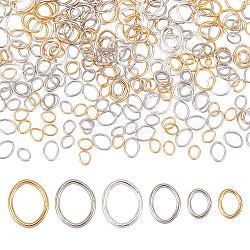 Elite 300Pcs 6 Styles Brass & Stainless Steel Jump Rings, Open Jump Rings, Oval, Mixed Color, 24~26 Gauge, 3~5x2.5~4x0.4~0.5mm, 50pcs/style(FIND-PH0007-16)