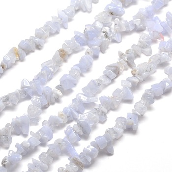 Natural Blue Lace Agate Chip Bead Strands, 5~8x5~8mm, Hole: 1mm, about 31.5 inch