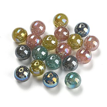 Acrylic Beads, with Giltter Powder, Round, Mixed Color, 16mm, Hole: 2mm
