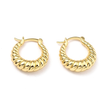 Brass Hoop Earrings, Long-Lasting Plated, Oval, Real 18K Gold Plated, 20.3x18.3x5.4mm, Pin: 1mm