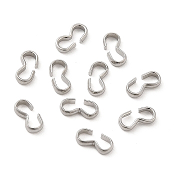 304 Stainless Steel Quick Link Connectors, Chain Findings, Number 3 Shaped Clasps, Stainless Steel Color, 7.5x3.5x1.5mm