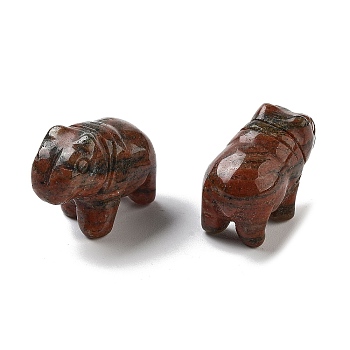 Natural Sesame Jasper Carved Figurines, for Home Office Desktop Decoration, Hippos, 11.5~14x22~24x17~19mm