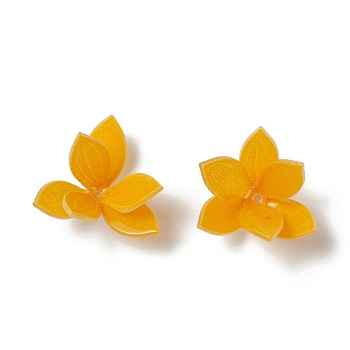 Opaque Resin Bead Caps, Multi-Petal, Flower, Orange, 22x21x13mm, Hole: 1.4mm