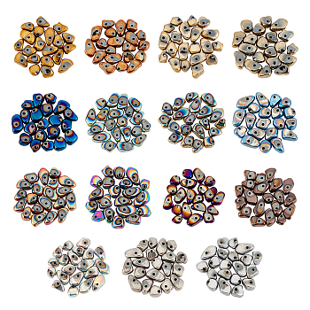 ARRICRAFT 300Pcs 15 Colors Electroplate Non-magnetic Synthetic Hematite Beads, Chips, Mixed Color, 5~10x4.5~5.5x4mm, Hole: 1mm, 20pcs/color