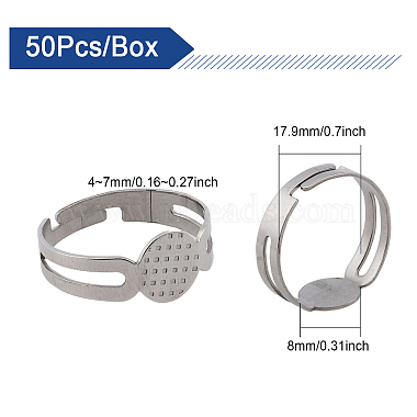 chgcraft 50piezas ajustables 304 hallazgos de anillos de dedo de acero inoxidable(DIY-CA0005-54)-2