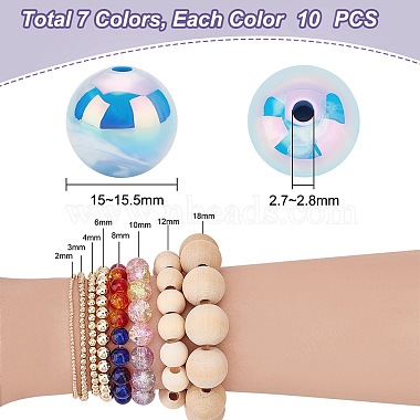 Elite 70Pcs 7 Styles UV Plating Opaque Acrylic Beads(MACR-PH0001-63)-2