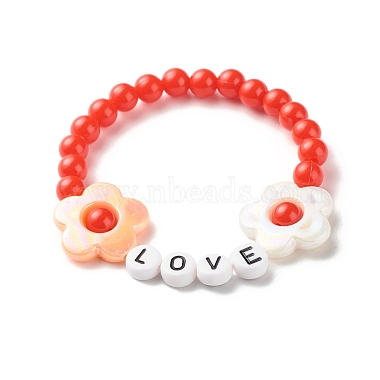 Love Flower Beads Stretch Bracelet for Kid(BJEW-JB06954)-2
