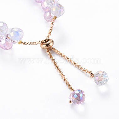 Sparkling Faceted Teardrop Glass Beads Slider Bracelets for Teen Girl Women(BJEW-T016-07A)-3