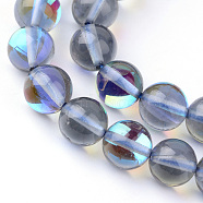 Synthetic Moonstone Beads Strands, Holographic Beads, Dyed, Round, Gray, 12mm, Hole: 1mm, about 30~32pcs/strand, 14~15 inch(G-R375-12mm-B03)