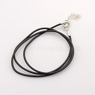 Rubber Necklace Cord, with Alloy Clasp, Black, 1.5mm(NJEW-NFS074-1)