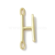 Rack Plating Brass Connector Charms, Cadmium Free & Lead Free, Long-Lasting Plated, Real 18K Gold Plated, Letter H, 22.5x8x1.5mm, Hole: 3x0.8mm(KK-P245-07G-H)