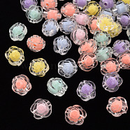 Transparent Acrylic Beads, Bead in Bead, Flower, Mixed Color, 11x11x11mm, Hole: 2mm(X-TACR-S152-20A)