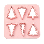 ABS Plastic Cookie Cutters, Christmas Tree, Pink, 100x100mm(BAKE-YW0001-015)