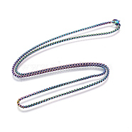 Ion Plating(IP) 304 Stainless Steel Box Chain Necklaces, with Lobster Claw Clasps, Rainbow Color, 19.68 inch(50cm)(NJEW-P251-02A)