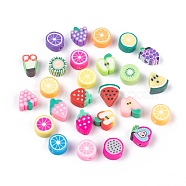 Handmade Polymer Clay Fruit Theme Beads, Mixed Color, 7~12x8~10x4~5mm, Hole: 2mm(X-CLAY-Q215-01)