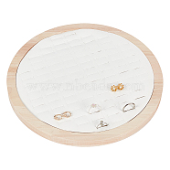92-Slot Wooden Ring Jewelry Display Round Tray, with PU Leather, Finger Ring Organizer Holder for Ring Storage, White, 26.2x1.75cm(EDIS-WH0030-20A)