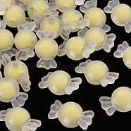 Transparent Acrylic Beads, Frosted, Bead in Bead, Candy, Champagne Yellow, 11.5x21.5x11.5mm, Hole: 2.5mm, about 393pcs/500g(TACR-S152-13C-A10)